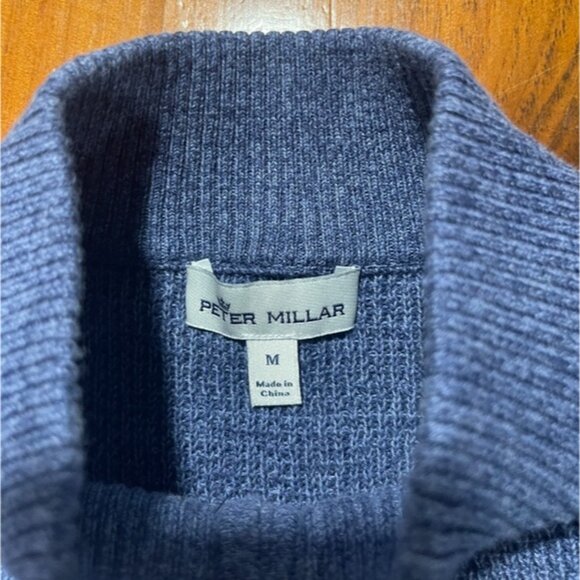 Peter Millar Mens Blue Grey 1/4 Zip Cozy Casual Pullover Sweater Size Medium - Picture 3 of 3